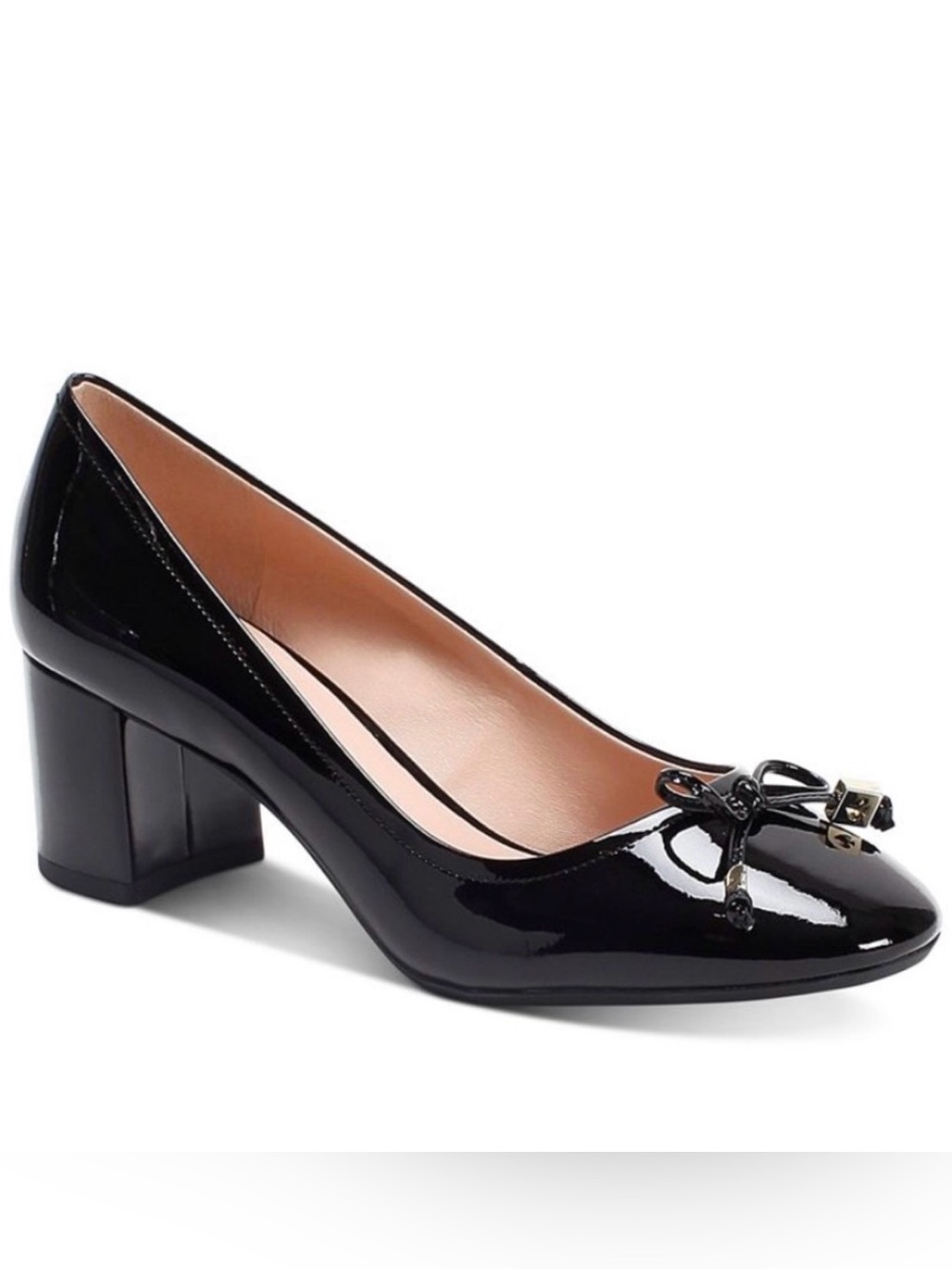 kate‎ spade Black Patent Block Heel Pumps with Bow. Size 10